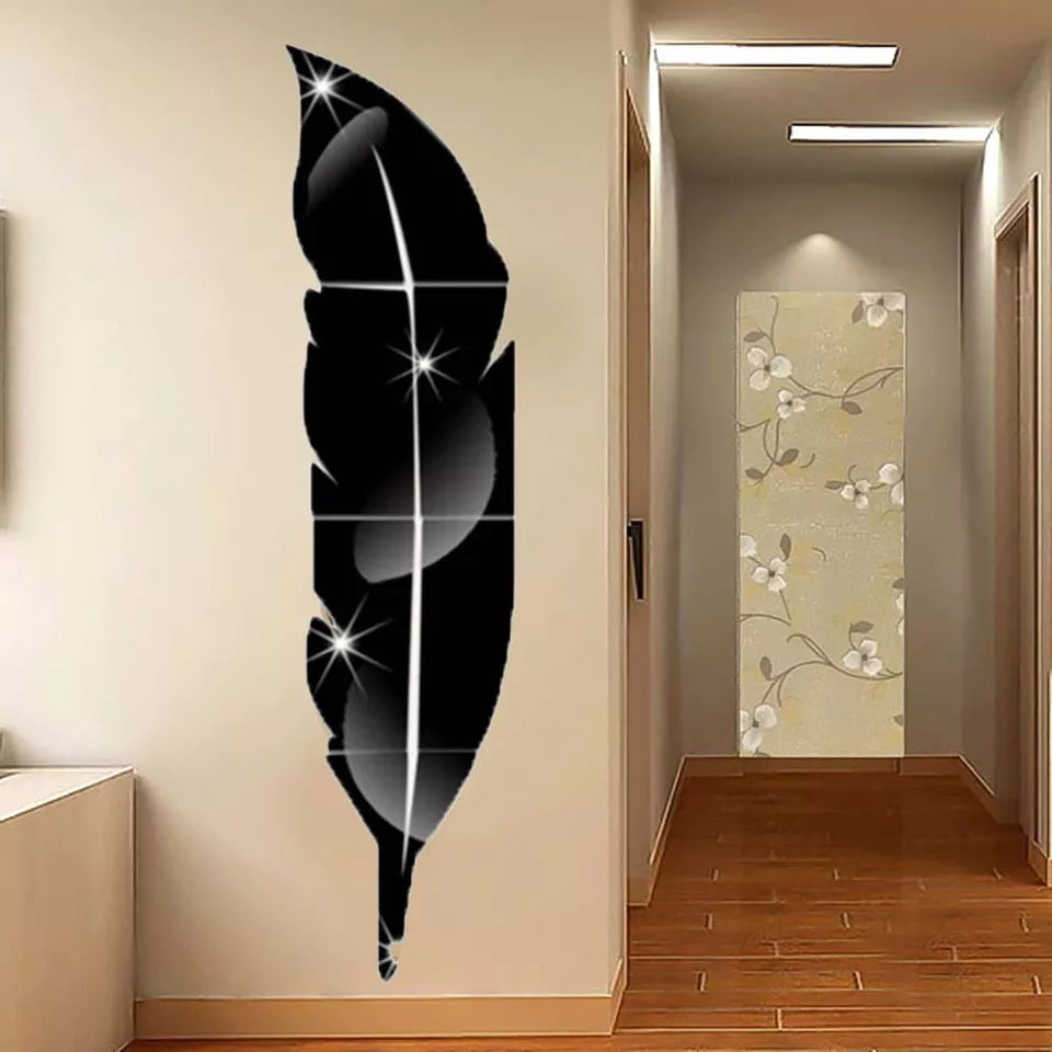 Acrylic Leaf Mirror / Black / Golden / Silver / 120 x 30 CM