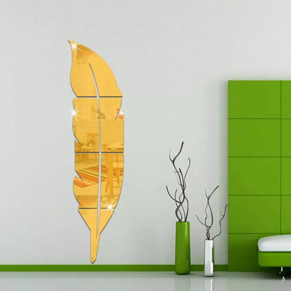 Acrylic Leaf Mirror / Black / Golden / Silver / 120 x 30 CM